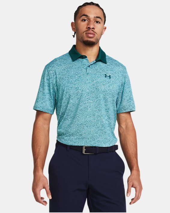 Men's UA Tee To Green Printed Polo, Blue, pdpMainDesktop image number 0